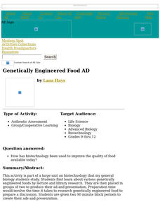 Genetically Engineered Food AD Lesson Plan Genetically Engineered Food AD Lesson Plan