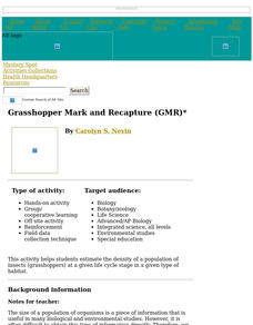 Grasshopper Mark and Recapture (GMR) Lesson Plan Grasshopper Mark and Recapture (GMR) Lesson Plan