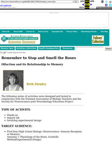 Remember to Stop and Smell the Roses: Olfaction and its Relationship to Memory Lesson Plan Remember to Stop and Smell the Roses: Olfaction and its Relationship to Memory Lesson Plan