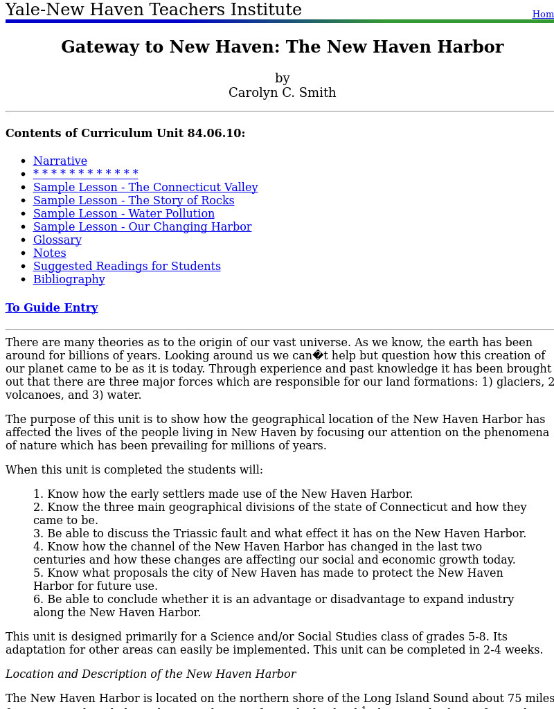 Gateway to New Haven: The New Haven Harbor Lesson Plan Gateway to New Haven: The New Haven Harbor Lesson Plan