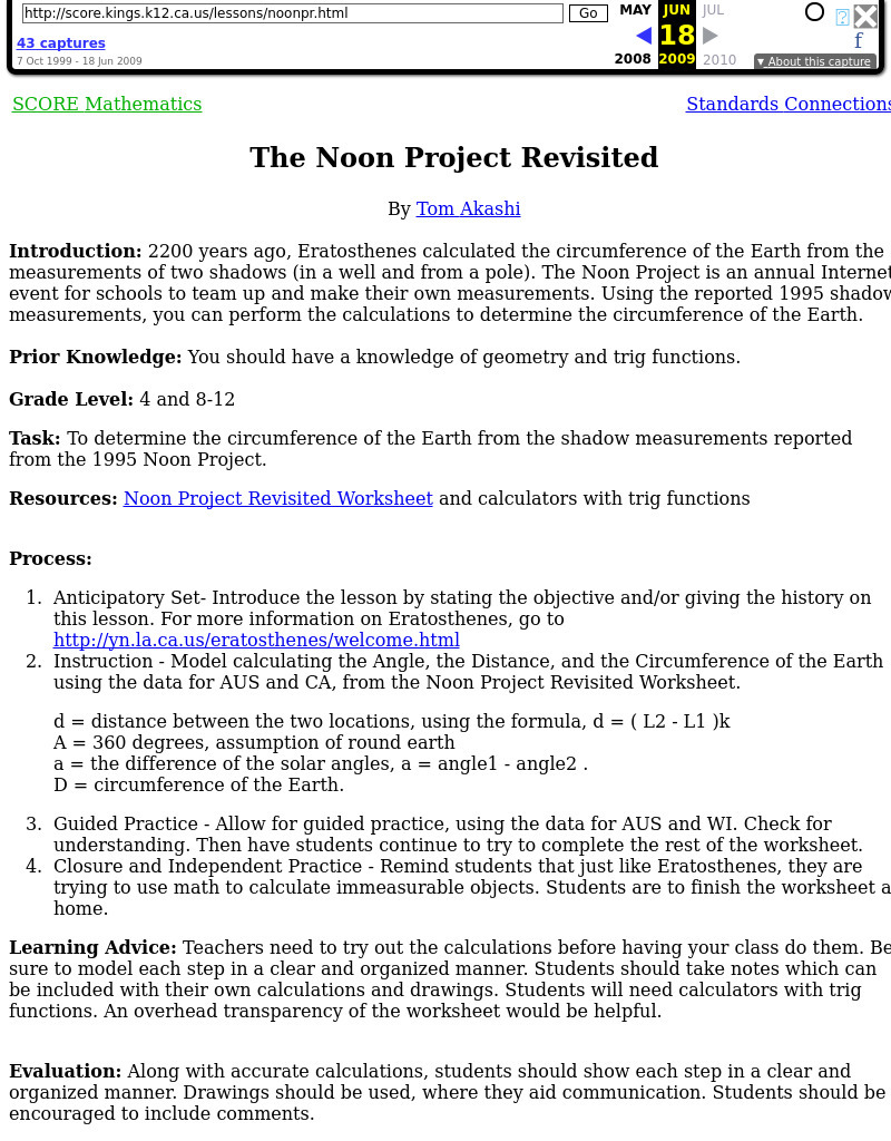 Noon Project Revisited Lesson Plan Noon Project Revisited Lesson Plan