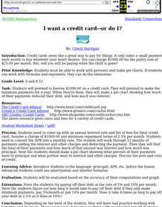 I want a credit card--or do I? Lesson Plan I want a credit card--or do I? Lesson Plan