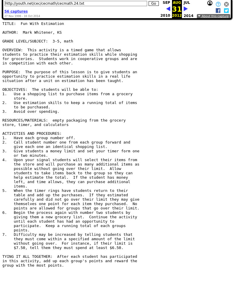 Fun With Estimation Lesson Plan Fun With Estimation Lesson Plan