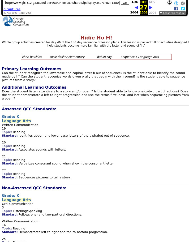 Hidie Ho H! Lesson Plan Hidie Ho H! Lesson Plan