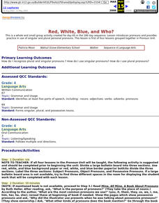 Red, White, Blue, and Who? Lesson Plan Red, White, Blue, and Who? Lesson Plan