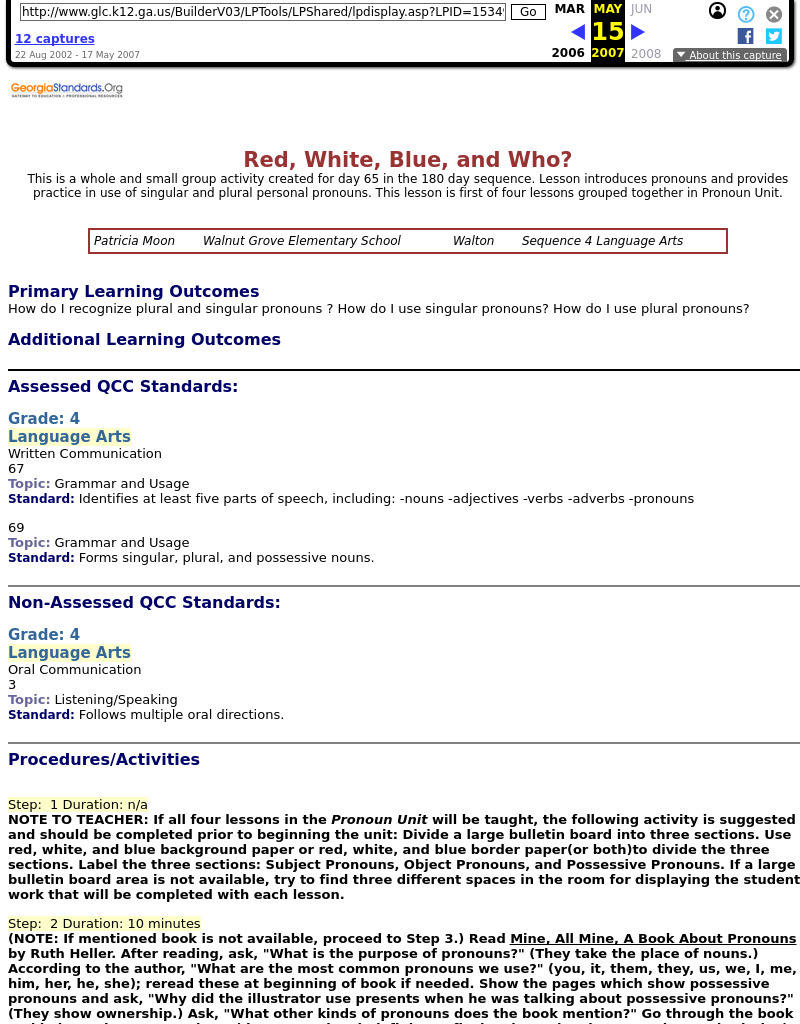Red, White, Blue, and Who? Lesson Plan Red, White, Blue, and Who? Lesson Plan