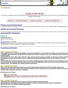 To Be or Not To Be - Main/Helping Verbs Lesson Plan To Be or Not To Be - Main/Helping Verbs Lesson Plan