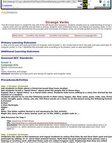 Strange Verbs Lesson Plan Strange Verbs Lesson Plan