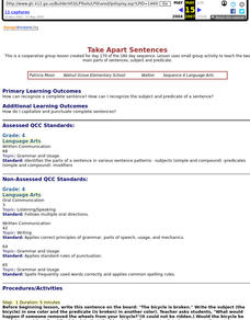 Take Apart Sentences Lesson Plan Take Apart Sentences Lesson Plan