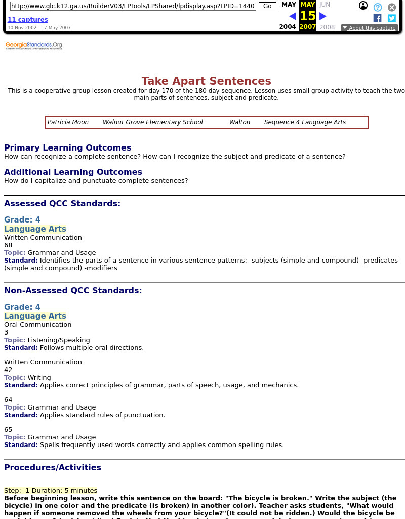 Take Apart Sentences Lesson Plan Take Apart Sentences Lesson Plan