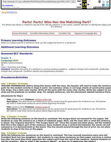 Parts! Parts! Who Has the Matching Part? Lesson Plan Parts! Parts! Who Has the Matching Part? Lesson Plan
