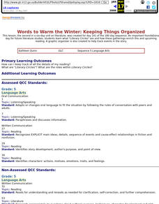 Words to Warm the Winter: Keeping Things Organized Lesson Plan Words to Warm the Winter: Keeping Things Organized Lesson Plan