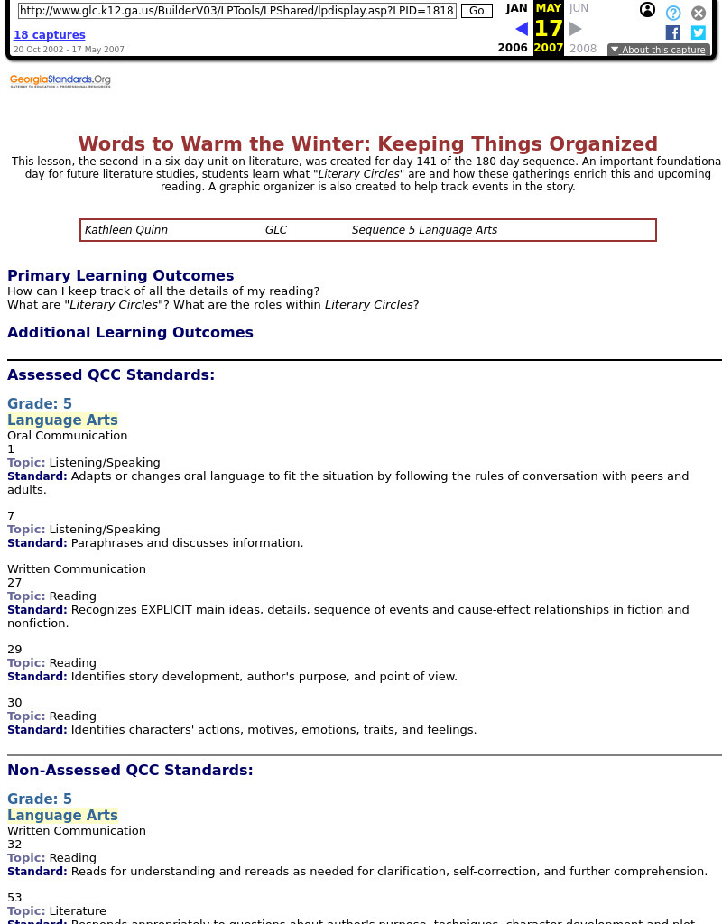 Words to Warm the Winter: Keeping Things Organized Lesson Plan Words to Warm the Winter: Keeping Things Organized Lesson Plan