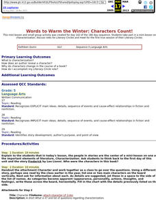 Words to Warm the Winter: Characters Count! Lesson Plan Words to Warm the Winter: Characters Count! Lesson Plan