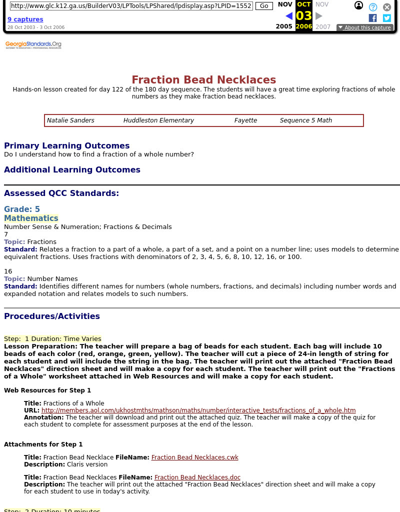 Fraction Bead Necklaces Lesson Plan Fraction Bead Necklaces Lesson Plan