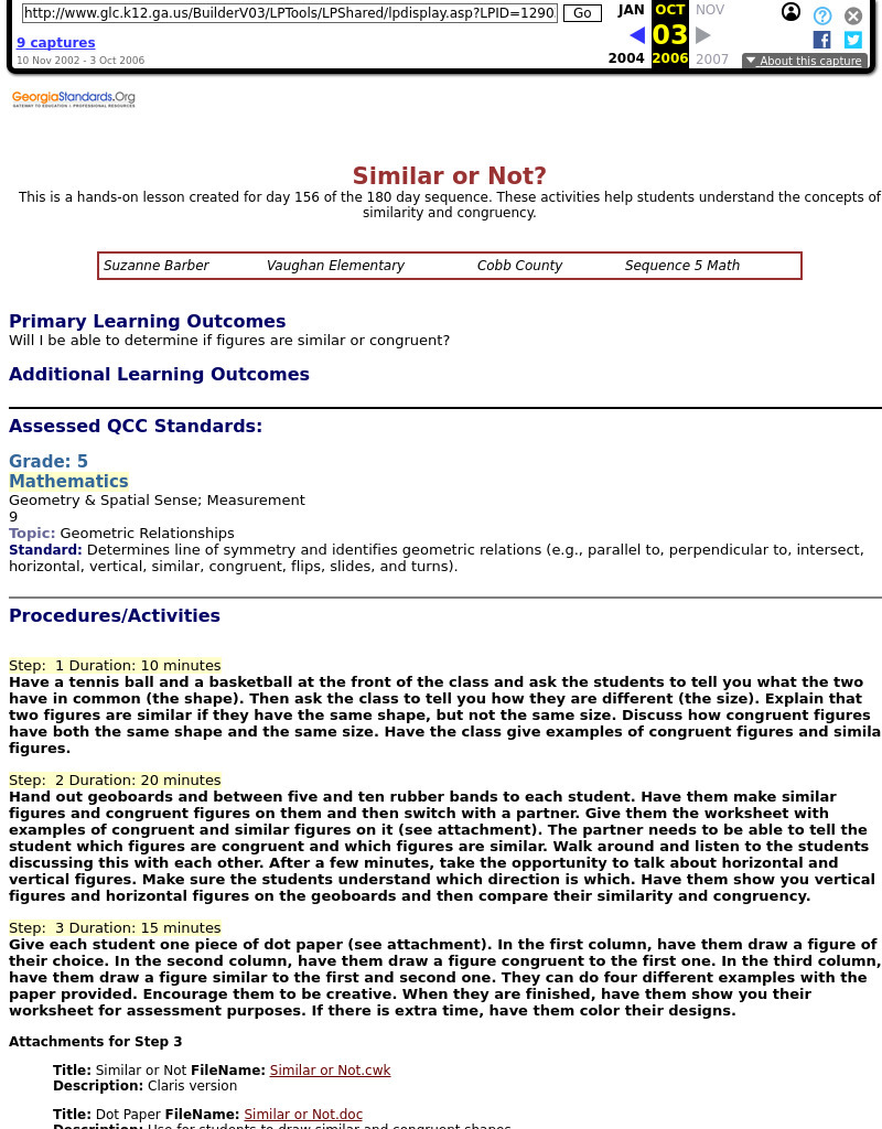 Similar or Not? Lesson Plan Similar or Not? Lesson Plan