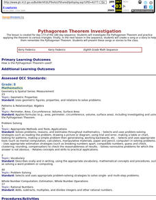 Pythagorean Theorem Investigation Lesson Plan Pythagorean Theorem Investigation Lesson Plan