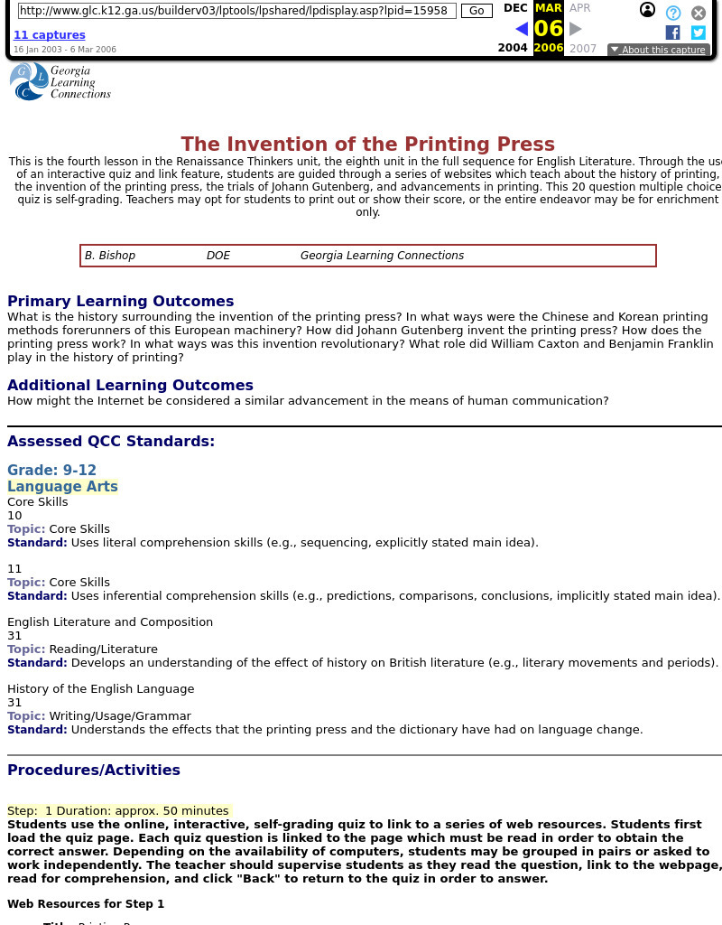 The Invention of the Printing Press Lesson Plan The Invention of the Printing Press Lesson Plan