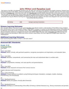 John Milton and Paradise Lost Lesson Plan John Milton and Paradise Lost Lesson Plan