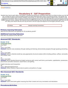 Vocabulary 6 - SAT Preparation Lesson Plan Vocabulary 6 - SAT Preparation Lesson Plan