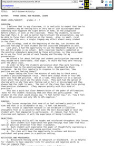 Self-Esteem Activity Lesson Plan Self-Esteem Activity Lesson Plan