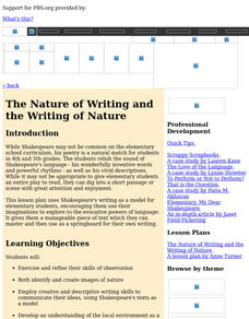 Shakespeare: The Nature of Writing and the Writing of Nature Lesson Plan Shakespeare: The Nature of Writing and the Writing of Nature Lesson Plan