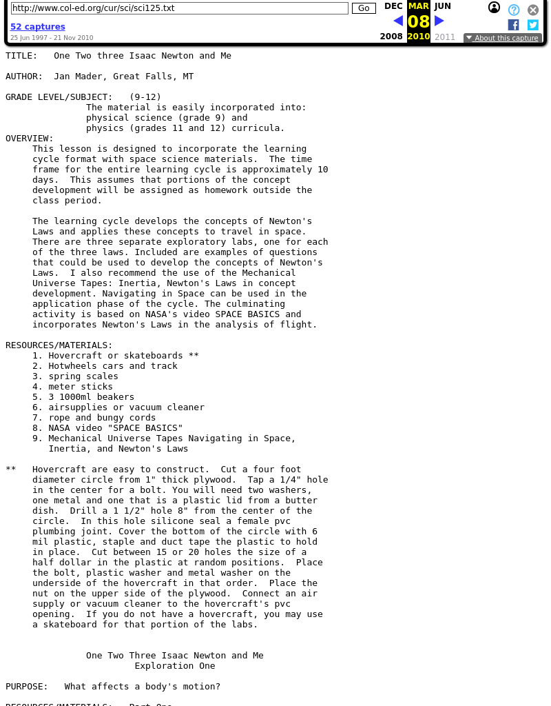 One, Two, Three--Isaac Newton and Me Lesson Plan One, Two, Three--Isaac Newton and Me Lesson Plan