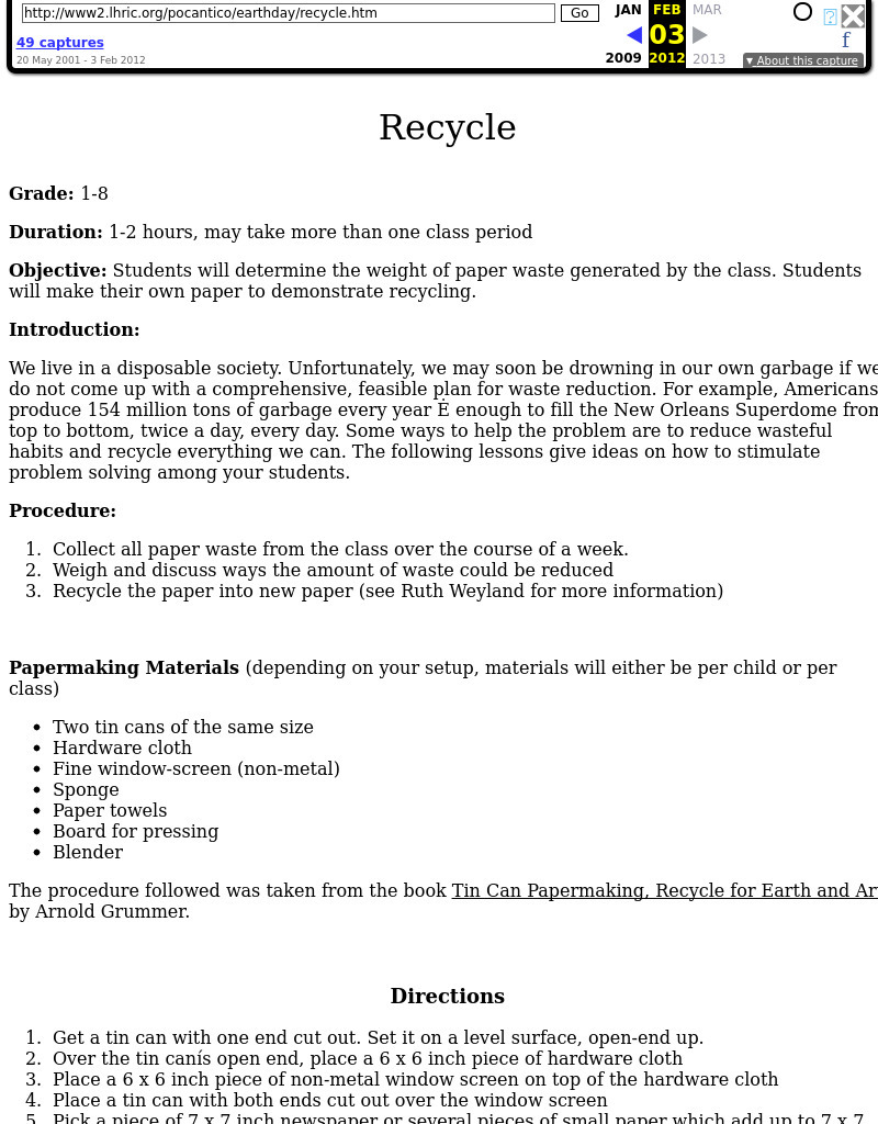 Recycle Lesson Plan Recycle Lesson Plan