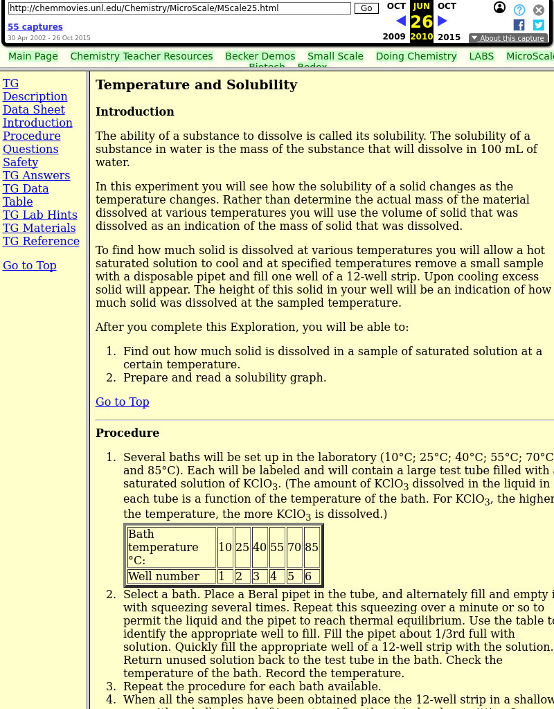 Temperature and Solubility Lesson Plan Temperature and Solubility Lesson Plan