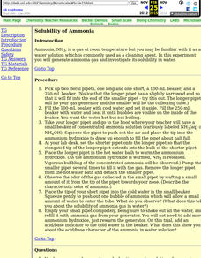 Solubility of Ammonia Lesson Plan Solubility of Ammonia Lesson Plan