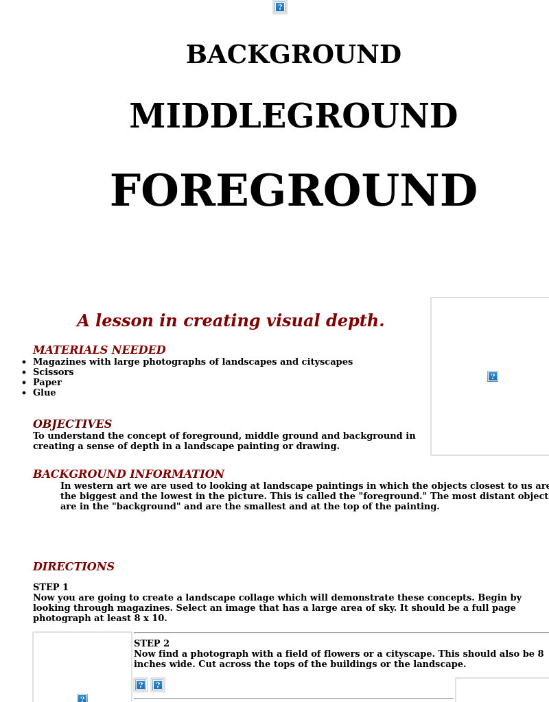 Visual Depth in Art Lesson Plan Visual Depth in Art Lesson Plan
