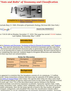 The "Nuts and Bolts" of Taxonomy and Classification Lesson Plan The "Nuts and Bolts" of Taxonomy and Classification Lesson Plan