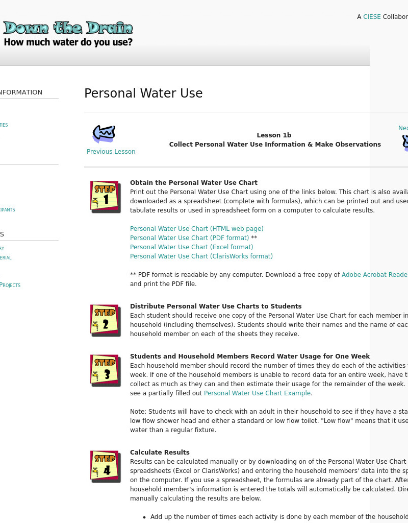 Down the Drain: How Much Water Do You Use? Lesson Plan Down the Drain: How Much Water Do You Use? Lesson Plan