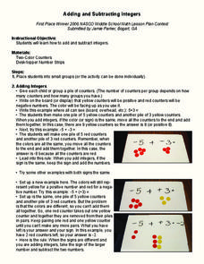 Adding and Subtracting Integers Lesson Plan Adding and Subtracting Integers Lesson Plan