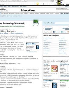 Building Budgets Lesson Plan Building Budgets Lesson Plan
