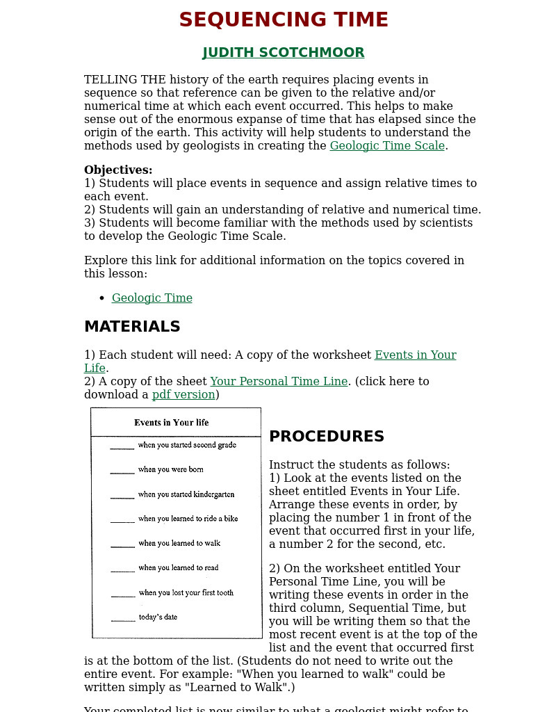 Sequencing Time Lesson Plan Sequencing Time Lesson Plan