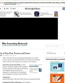 The Spirits of Toys Past, Present and Future Lesson Plan The Spirits of Toys Past, Present and Future Lesson Plan