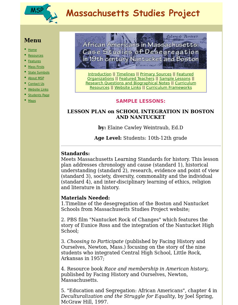 Lesson Plan on School Integration in Boston And Nantucket Lesson Plan Lesson Plan on School Integration in Boston And Nantucket Lesson Plan