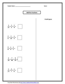 Adding Fractions Worksheet Adding Fractions Worksheet