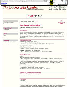 War, Peace and Judaism 1 Lesson Plan War, Peace and Judaism 1 Lesson Plan