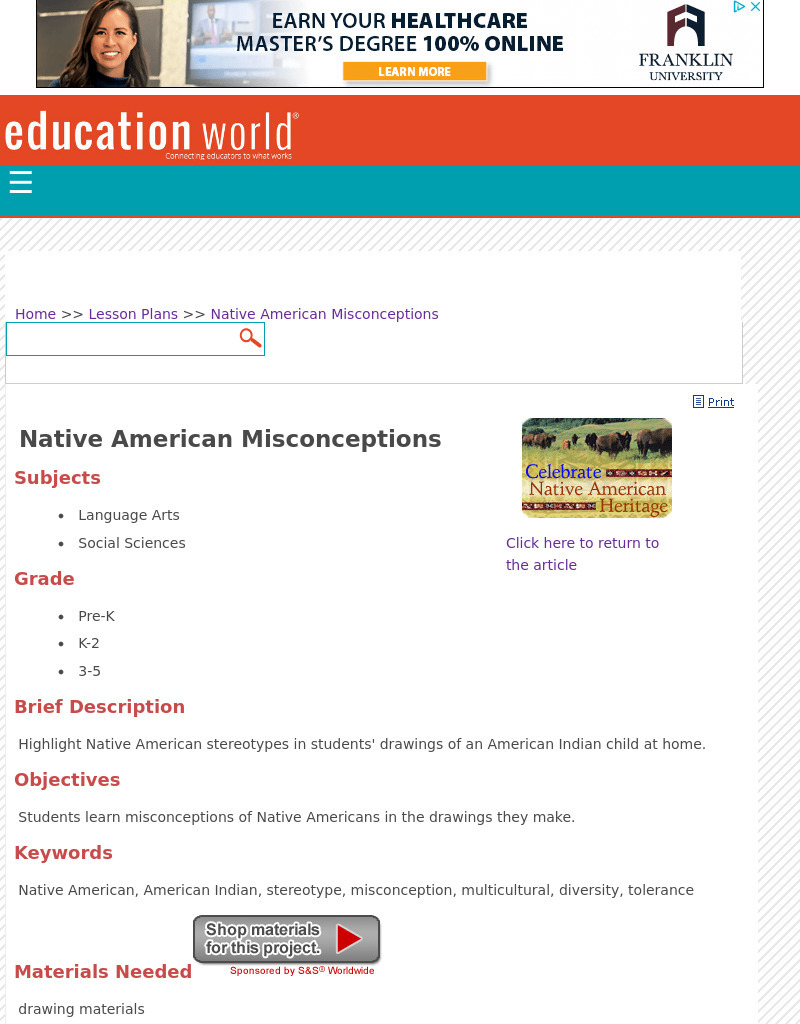 Native American Misconceptions Lesson Plan Native American Misconceptions Lesson Plan