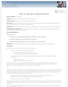 Facts vs. Opinions in Ads Lesson Plan Facts vs. Opinions in Ads Lesson Plan