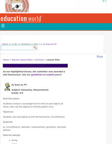 As Easy As Pi! Lesson Plan As Easy As Pi! Lesson Plan