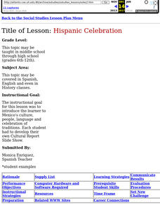 Hispanic Celebration Lesson Plan Hispanic Celebration Lesson Plan