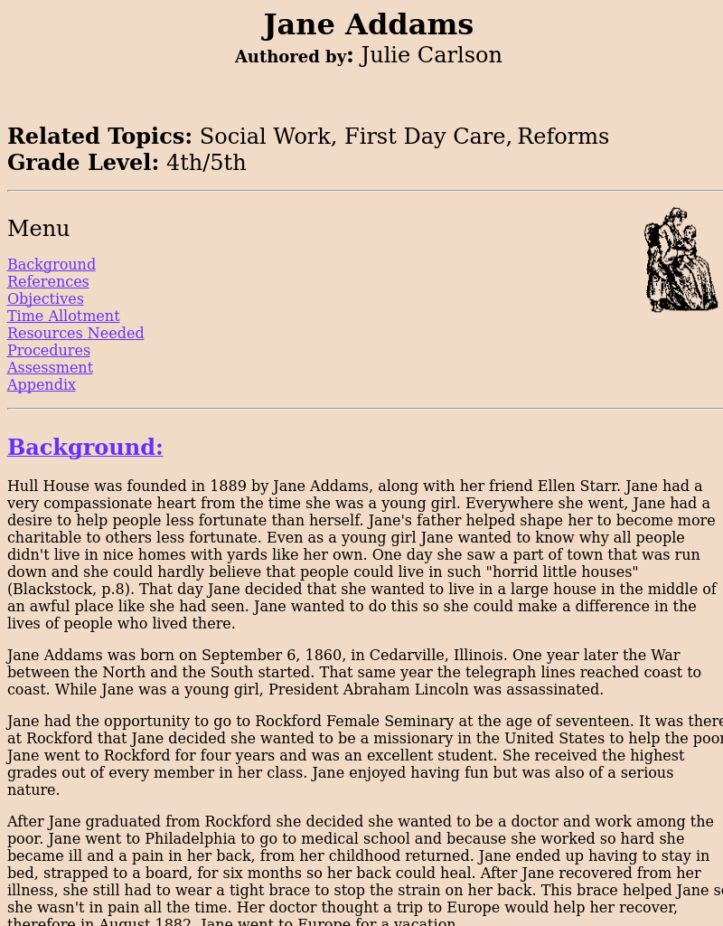 Jane Addams Lesson Plan Jane Addams Lesson Plan