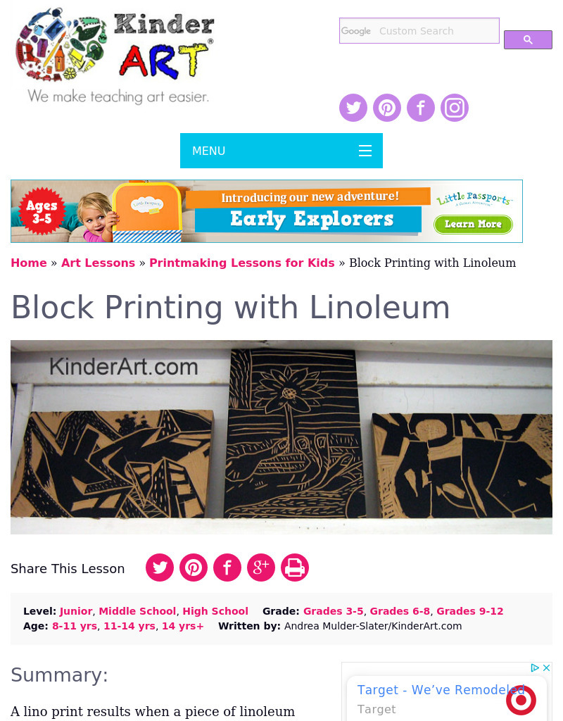 Linoleum Block Printmaking Lesson Plan Linoleum Block Printmaking Lesson Plan