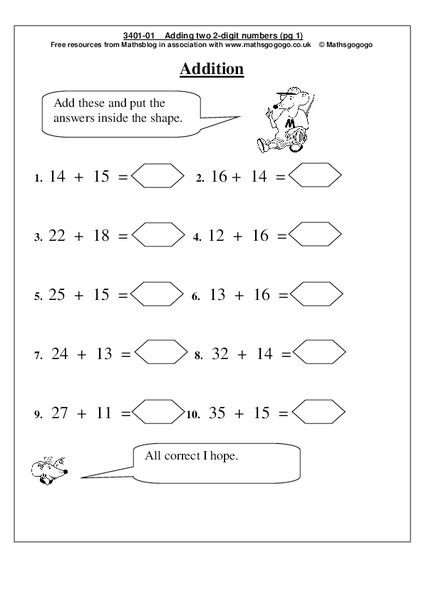 Addition Worksheet Addition Worksheet