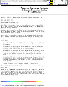 Day you were born newspaper Lesson Plan Day you were born newspaper Lesson Plan