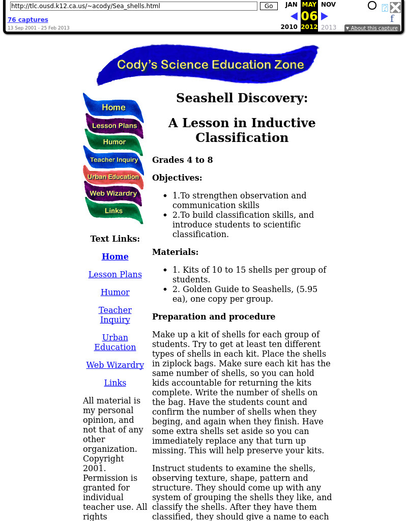 Seashell Discovery: A Lesson in Inductive Classification Lesson Plan Seashell Discovery: A Lesson in Inductive Classification Lesson Plan