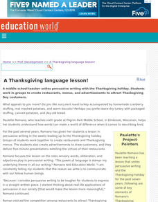A Thanksgiving Language Lesson! Lesson Plan A Thanksgiving Language Lesson! Lesson Plan